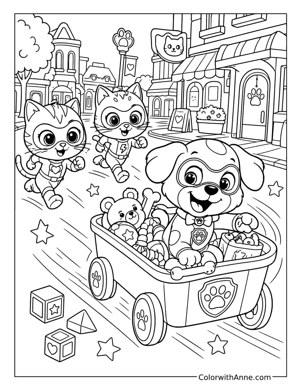 Mr. Puppypaws' Mischievous Ride coloring page