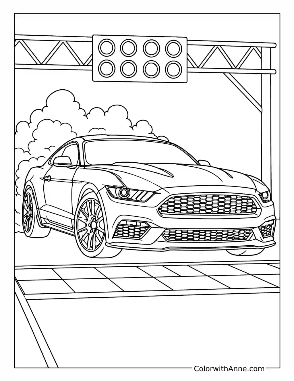 Muscle Coupe at the Starting Line coloring page