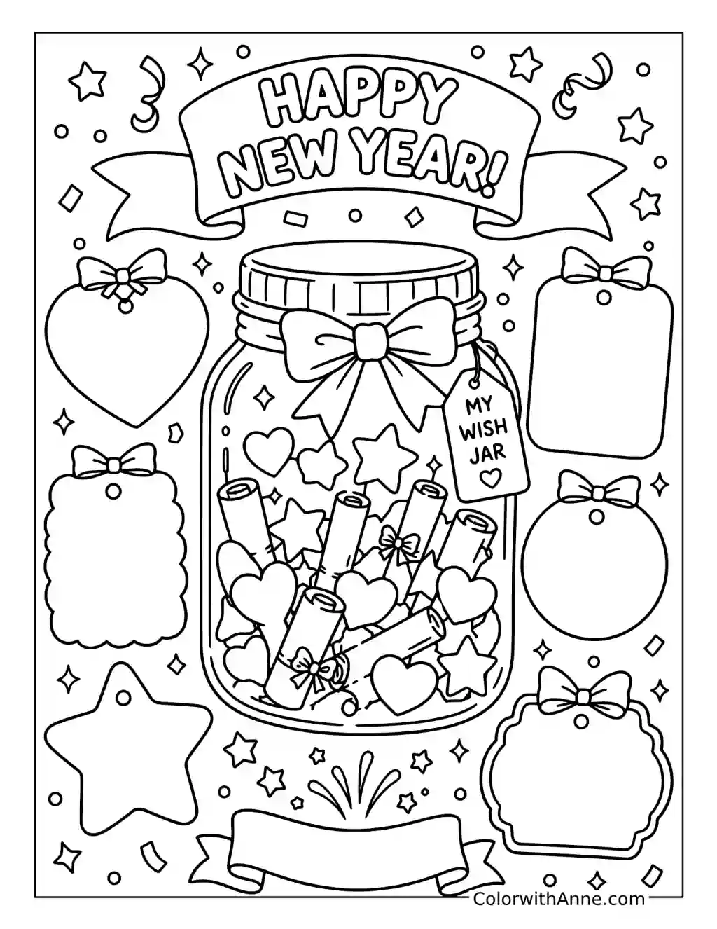 My New Year Wish Jar coloring page