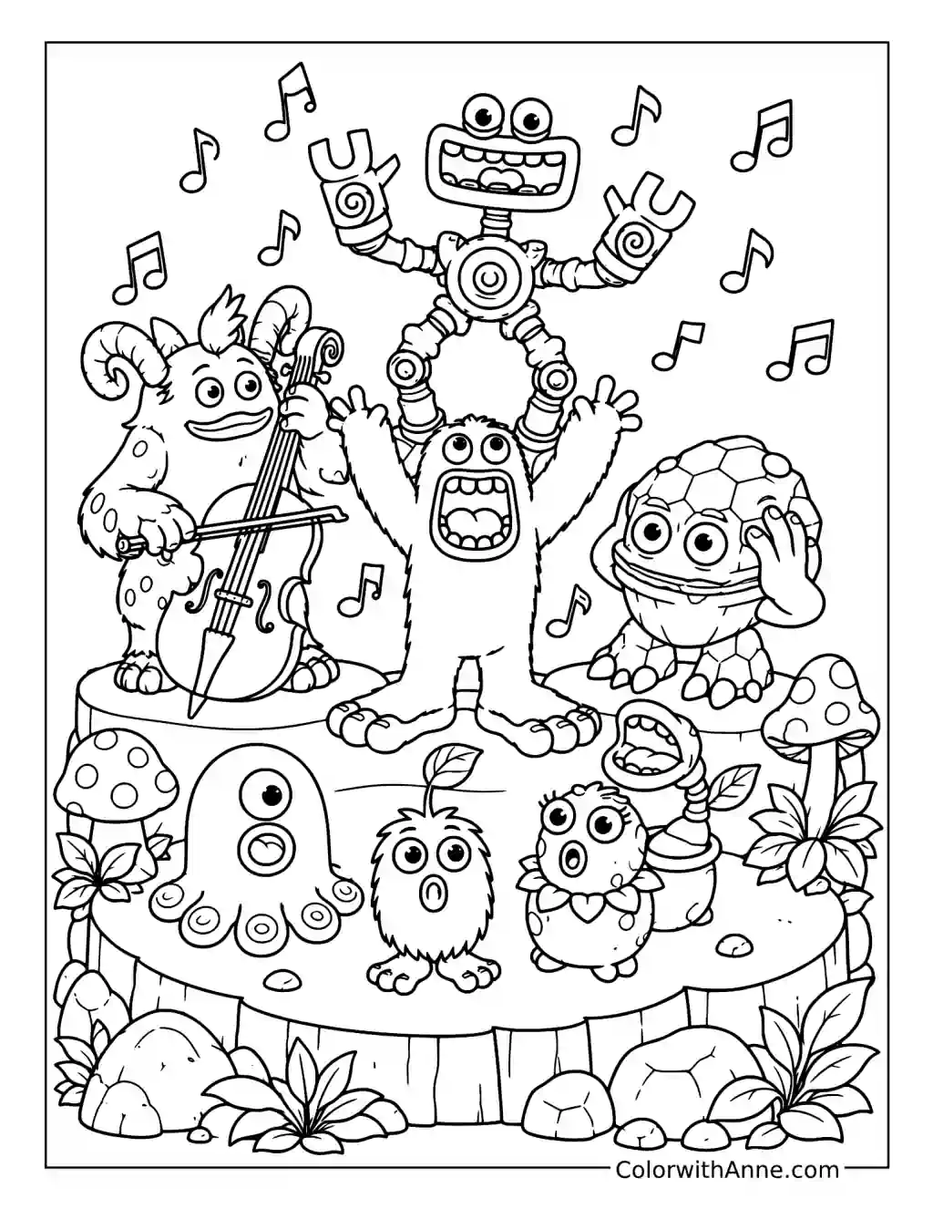 My Singing Monsters All-Star Choir coloring page