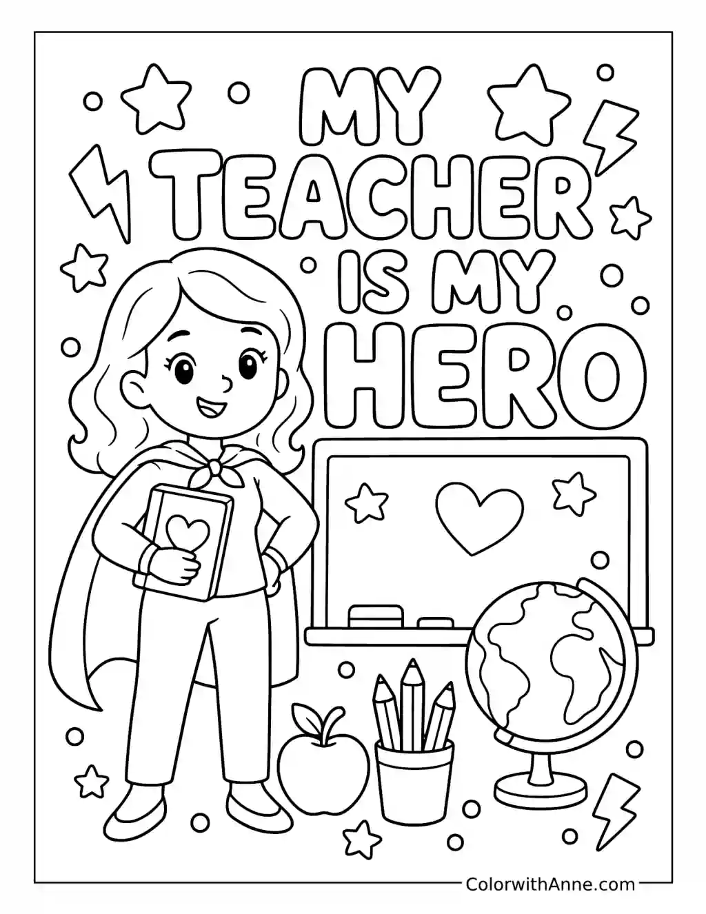 My Teacher Is My Hero coloring page