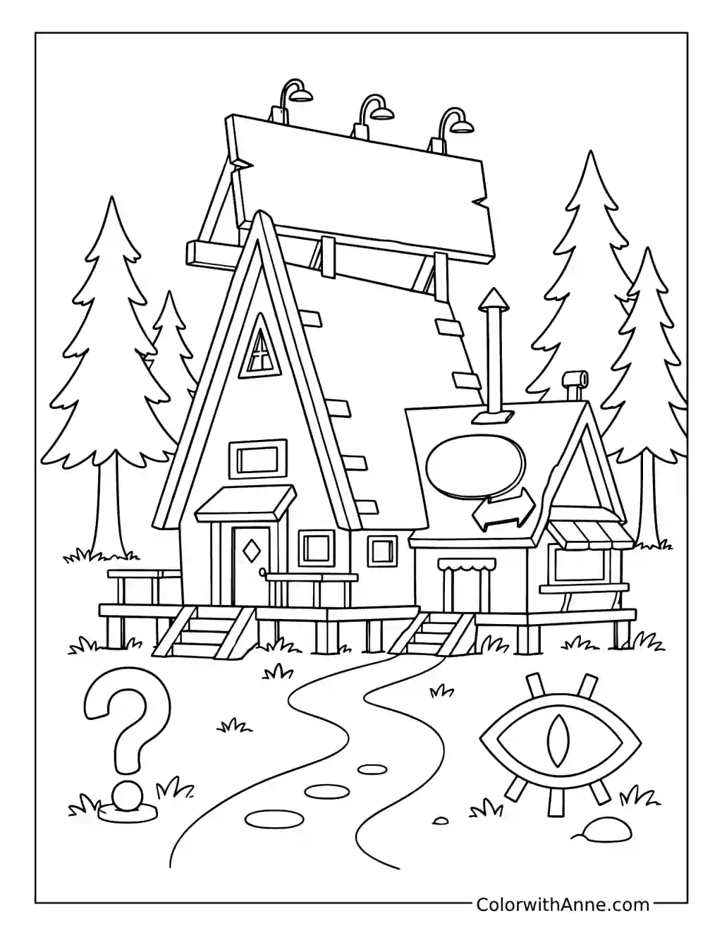 Mystery Shack in the Forest coloring page