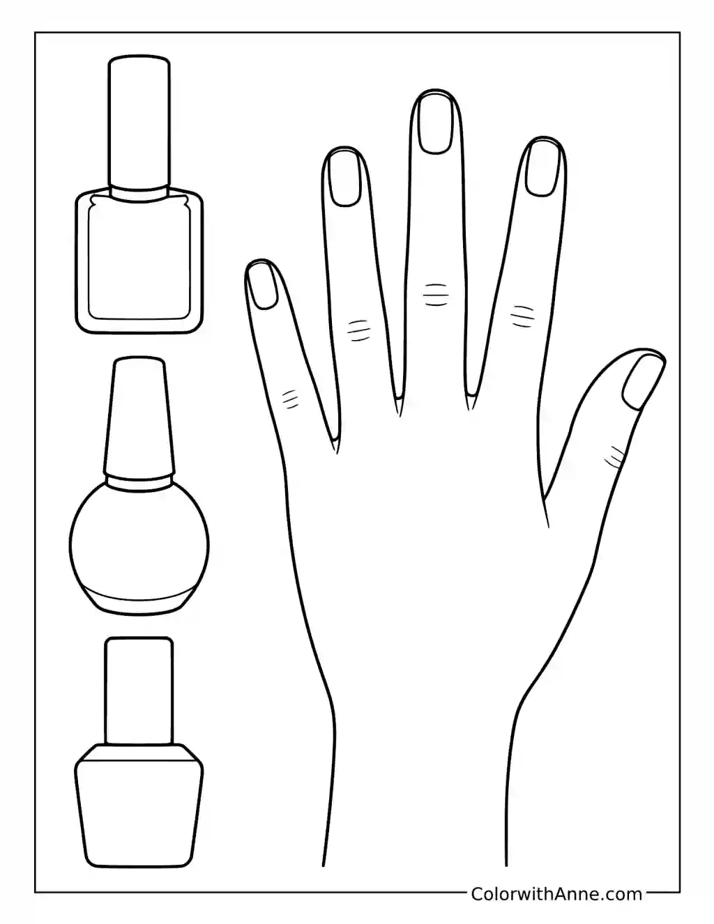 Nail Polish and Manicure Hand coloring page