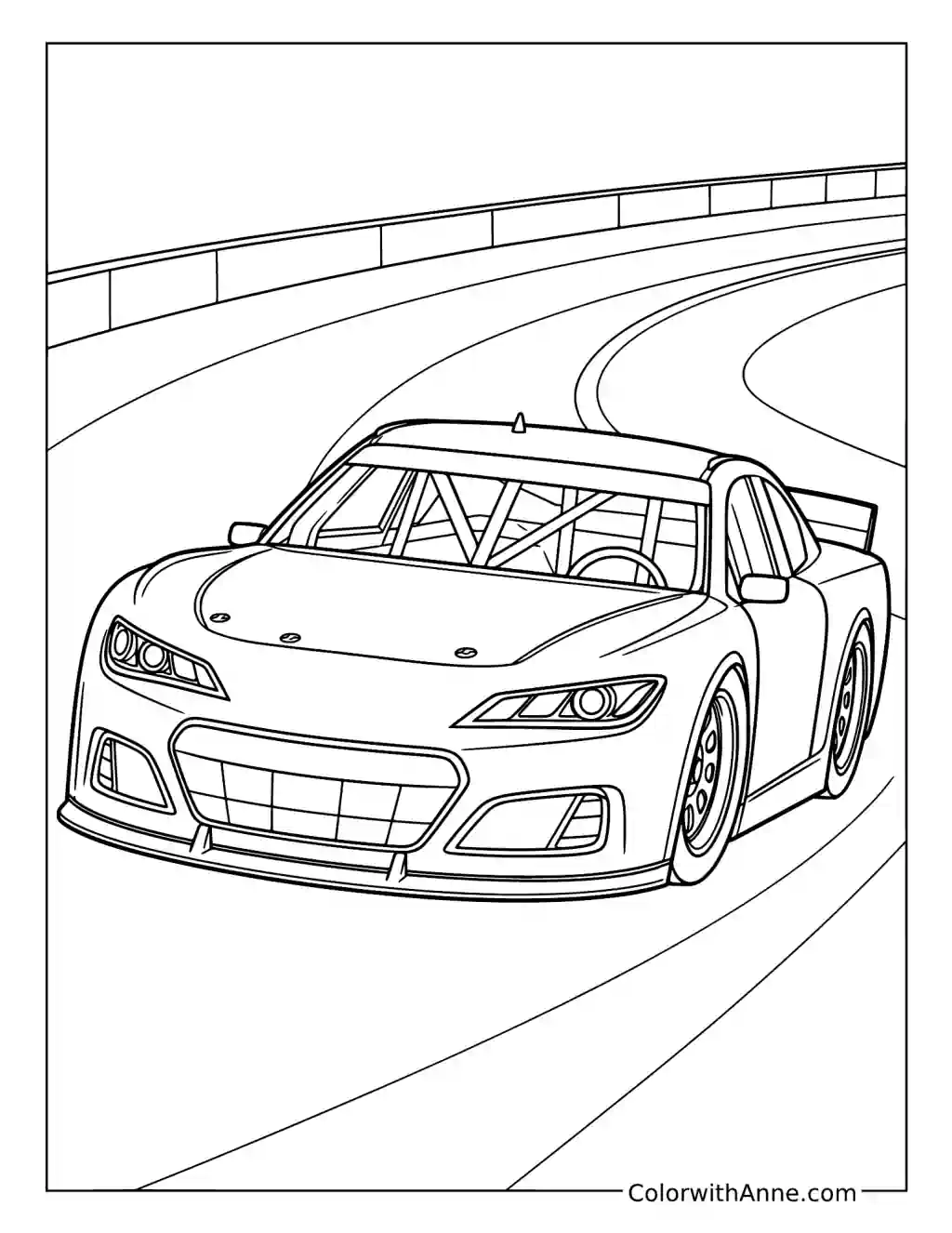 NASCAR Stock Car Front View coloring page