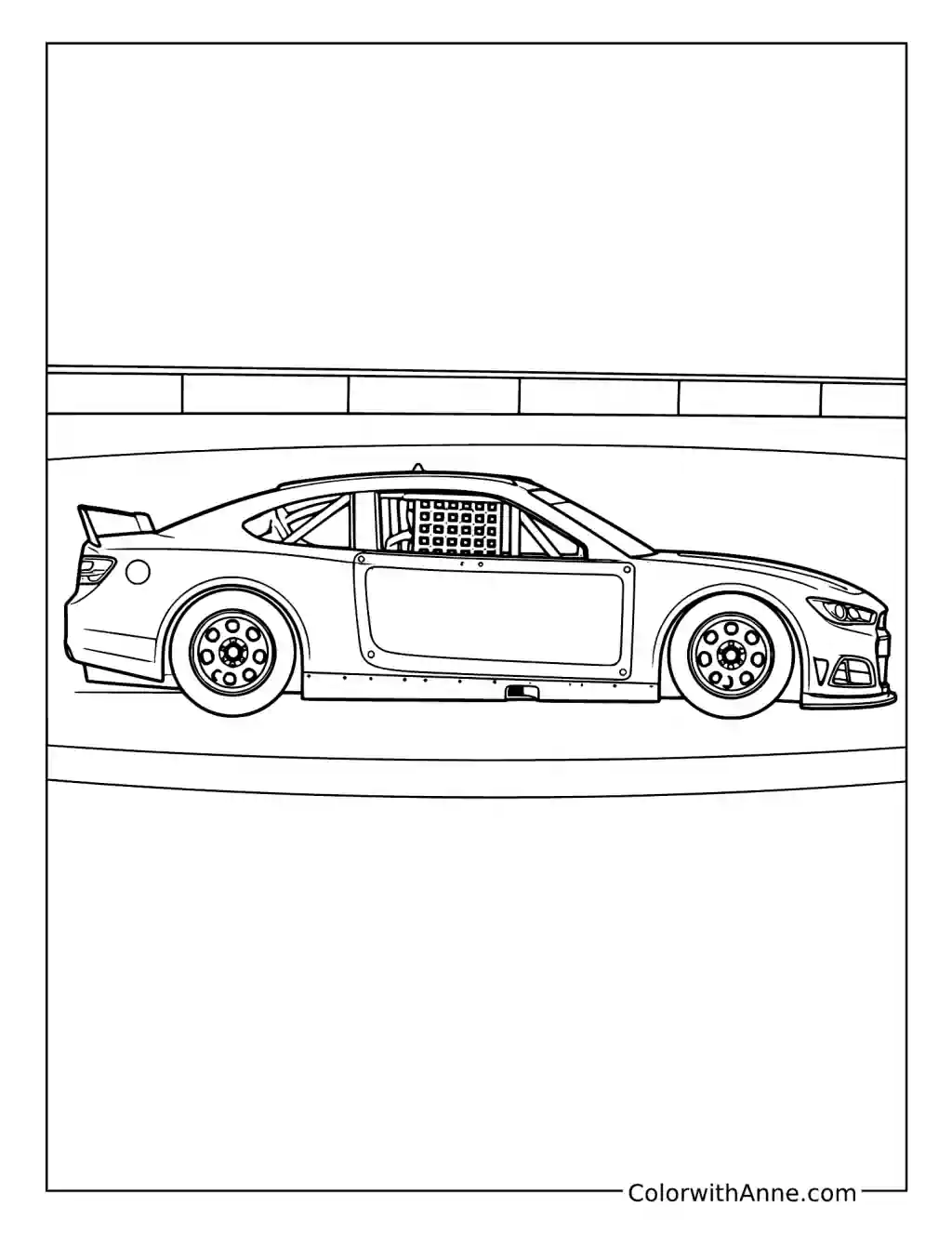 NASCAR Stock Car Side View coloring page