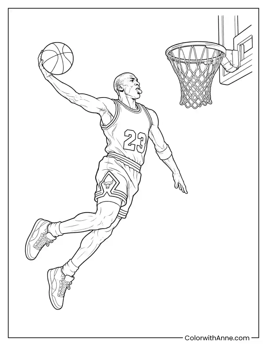 NBA Michael Jordan Free-Throw Line Dunk coloring page