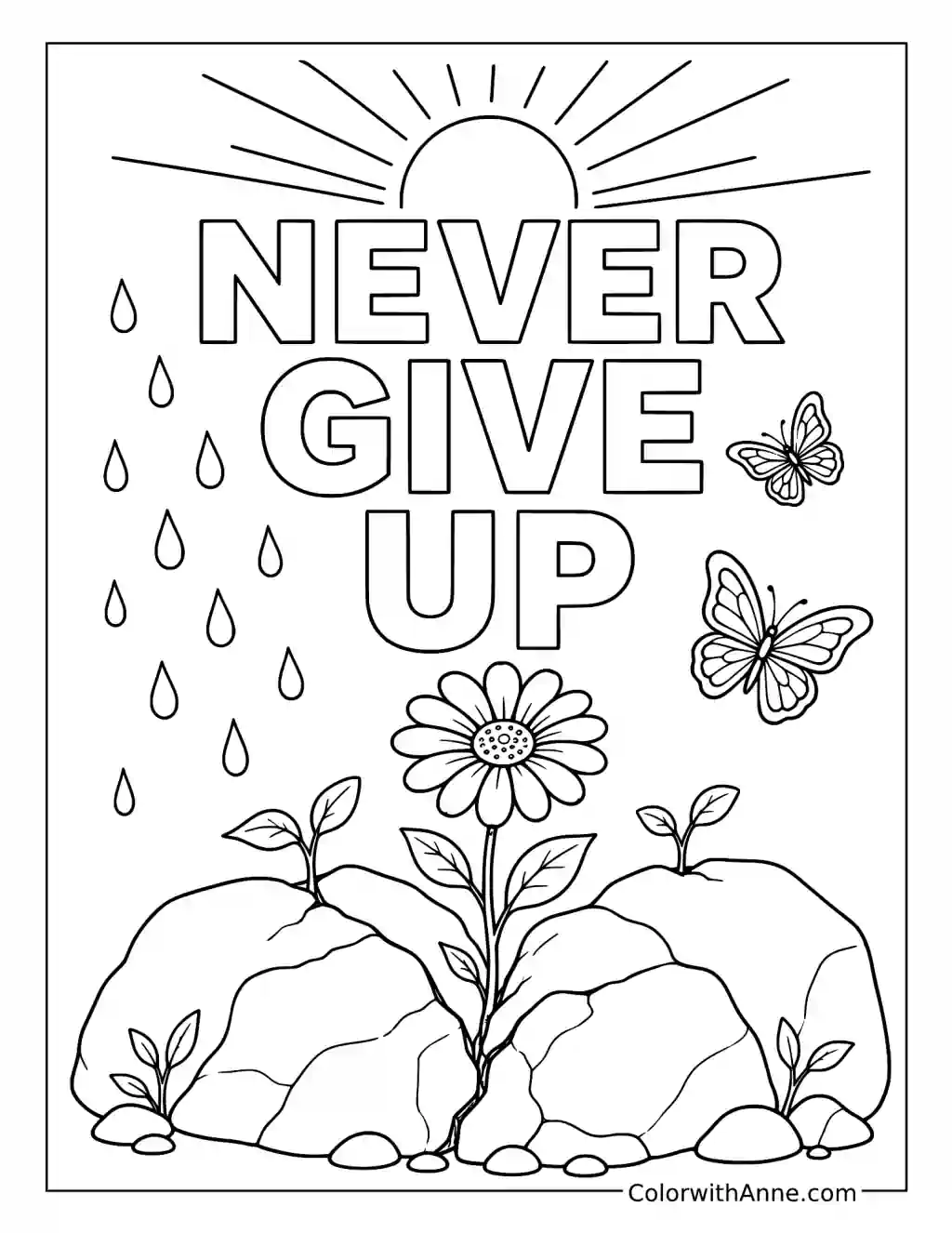 Never Give Up coloring page