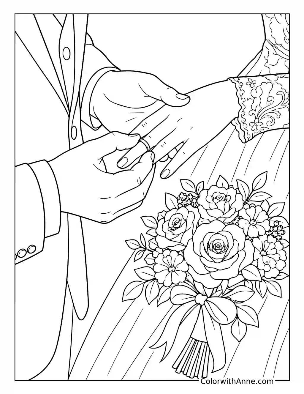 Newlyweds Exchange Rings coloring page