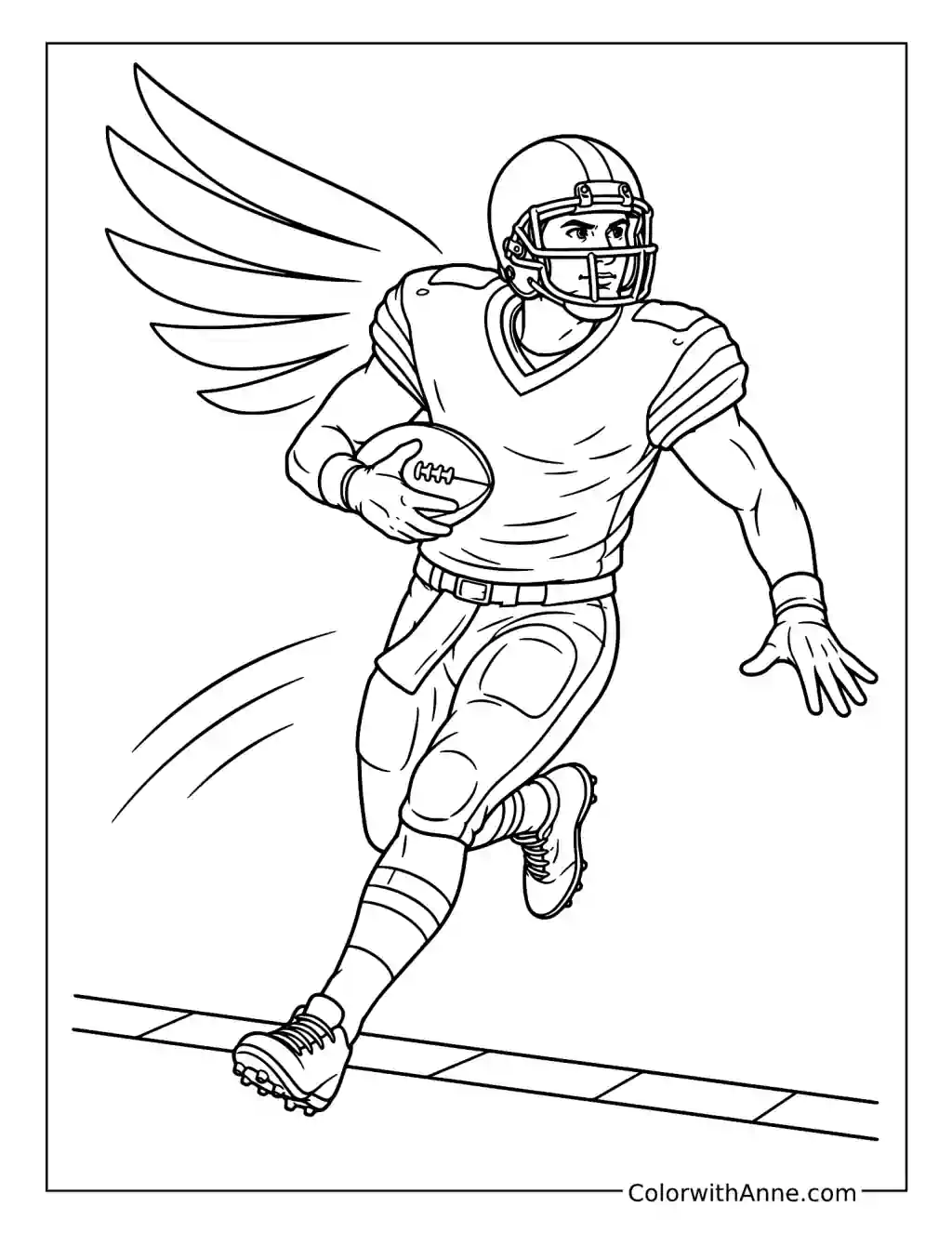 NFL Ball Carrier Sprinting across the Field coloring page