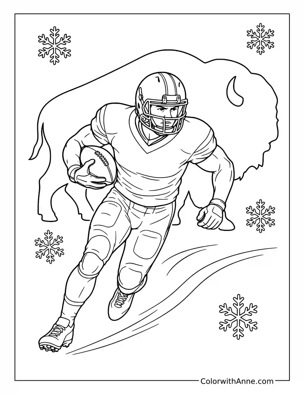 NFL Ball Carrier with a Buffalo and Snowflakes coloring page
