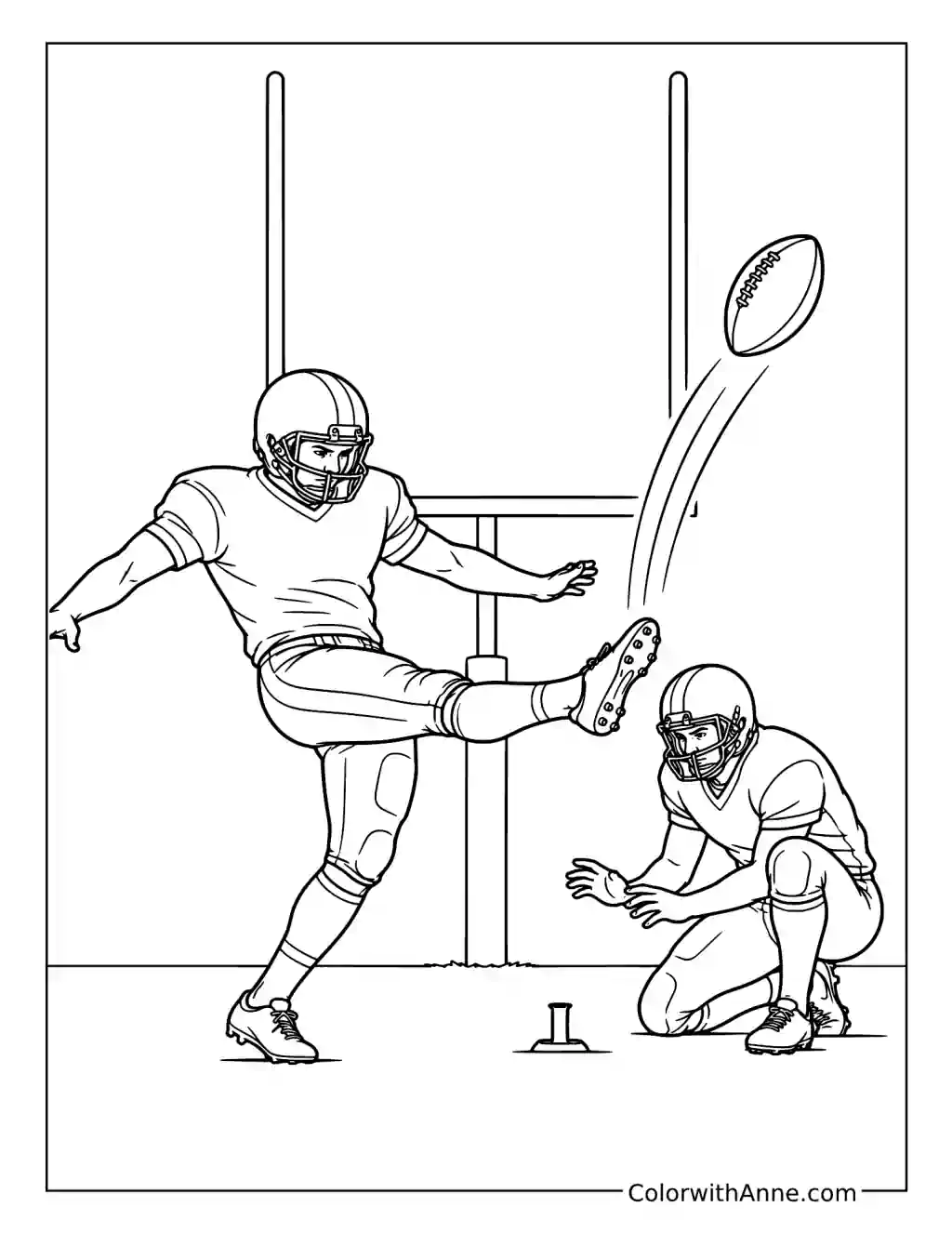 NFL Kicker Attempting a Field Goal coloring page