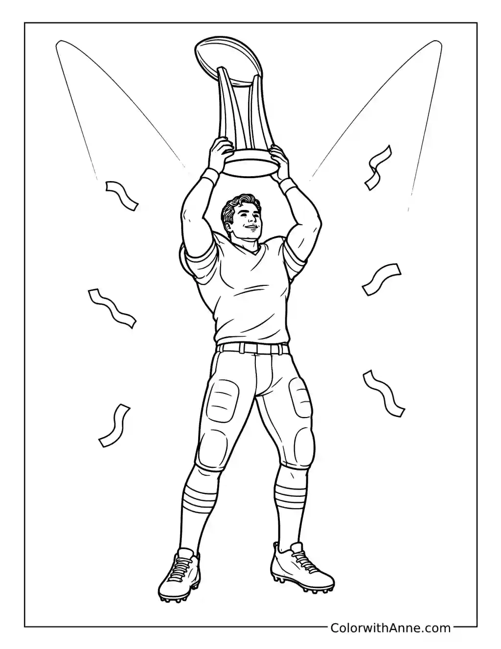 NFL Player Raising a Championship Trophy coloring page