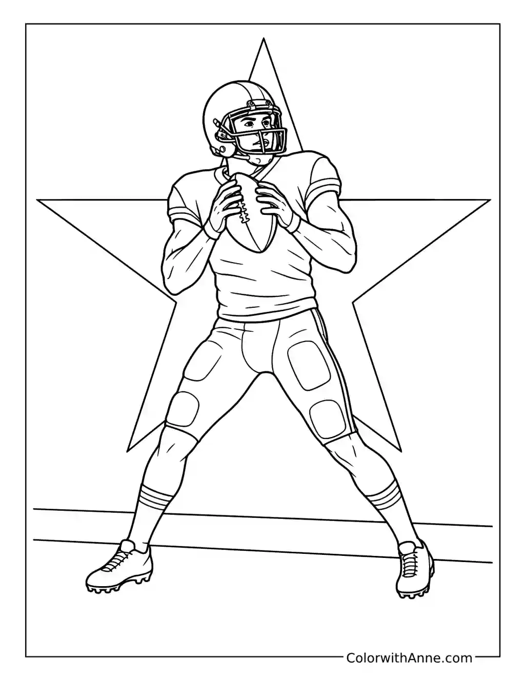 NFL Quarterback against a Star Backdrop coloring page