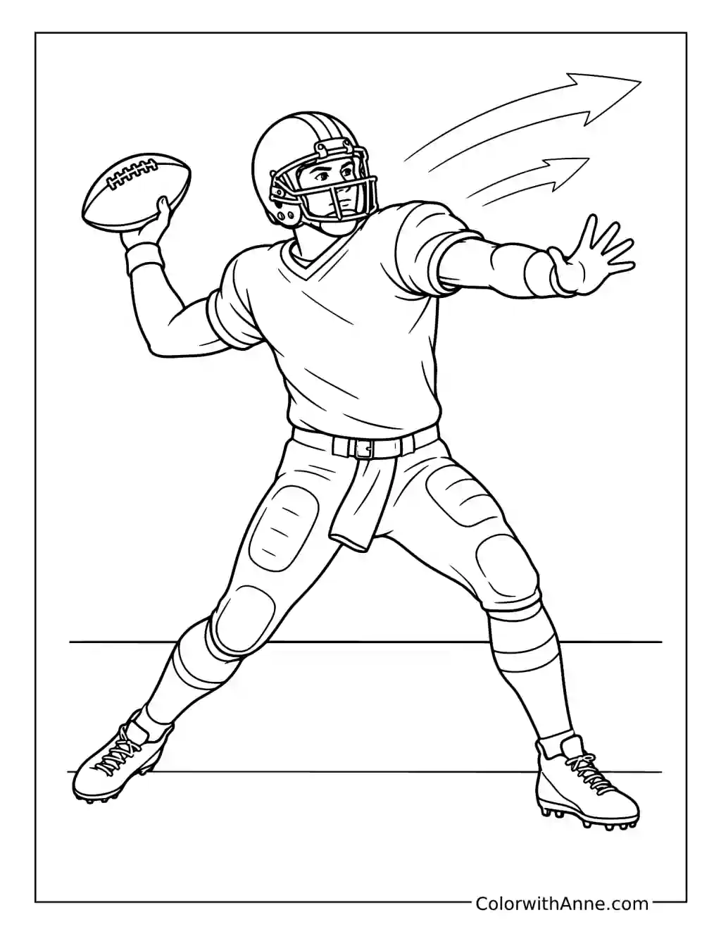 NFL Quarterback Preparing a Pass coloring page