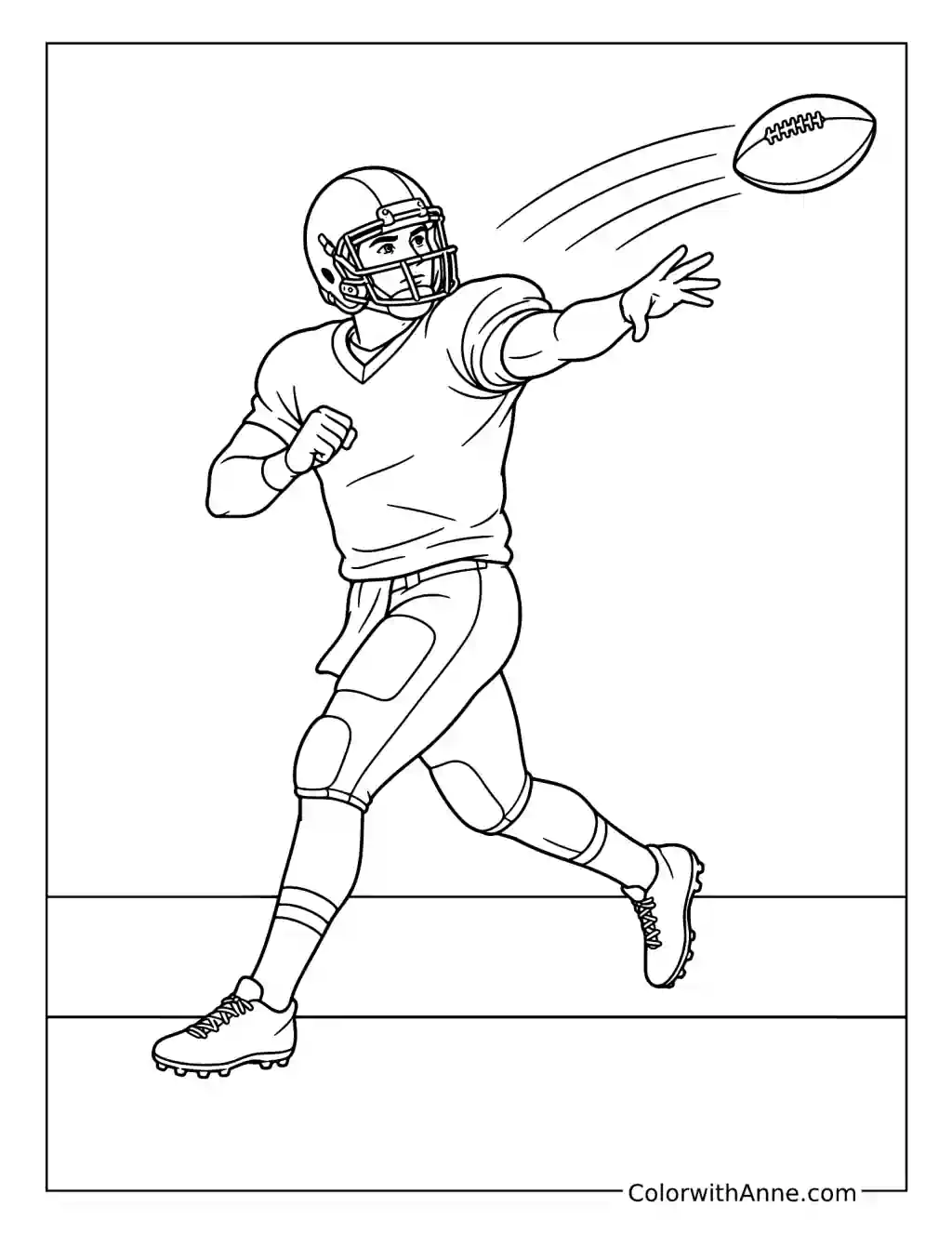 NFL Quarterback Releasing a Pass coloring page