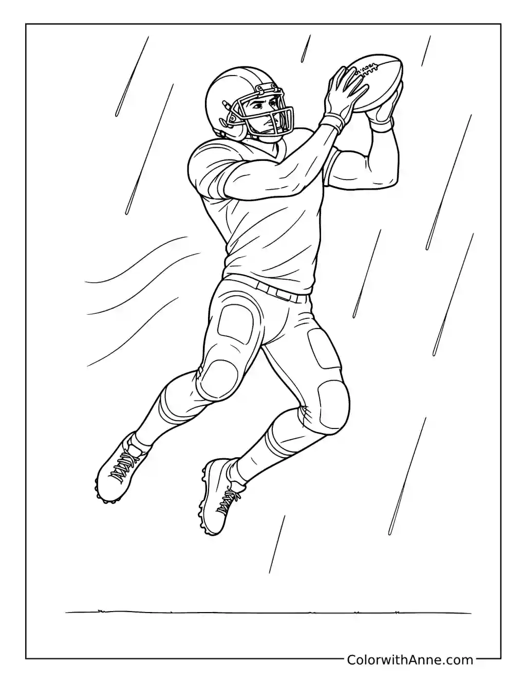 NFL Receiver Catching a Pass in the Rain coloring page