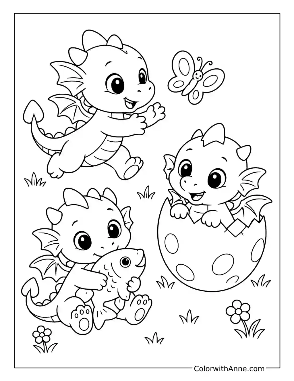 Night Light Dragon Friends coloring page