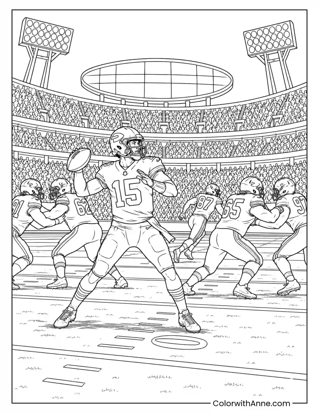 Night Stadium Passing Play coloring page