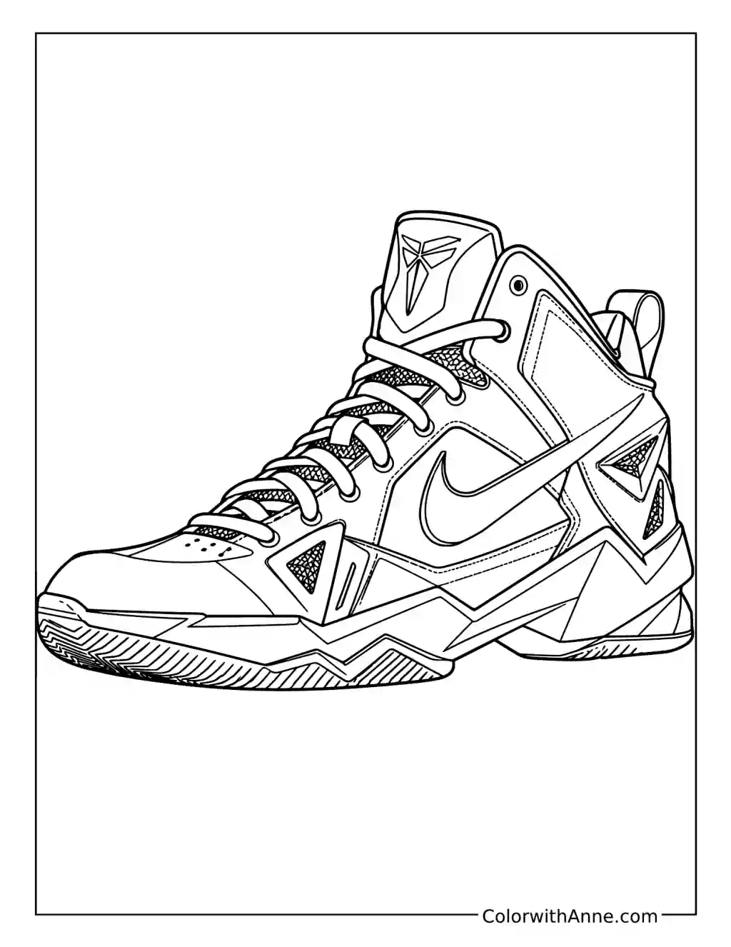 Nike Basketball Shoe with Angular Panels coloring page