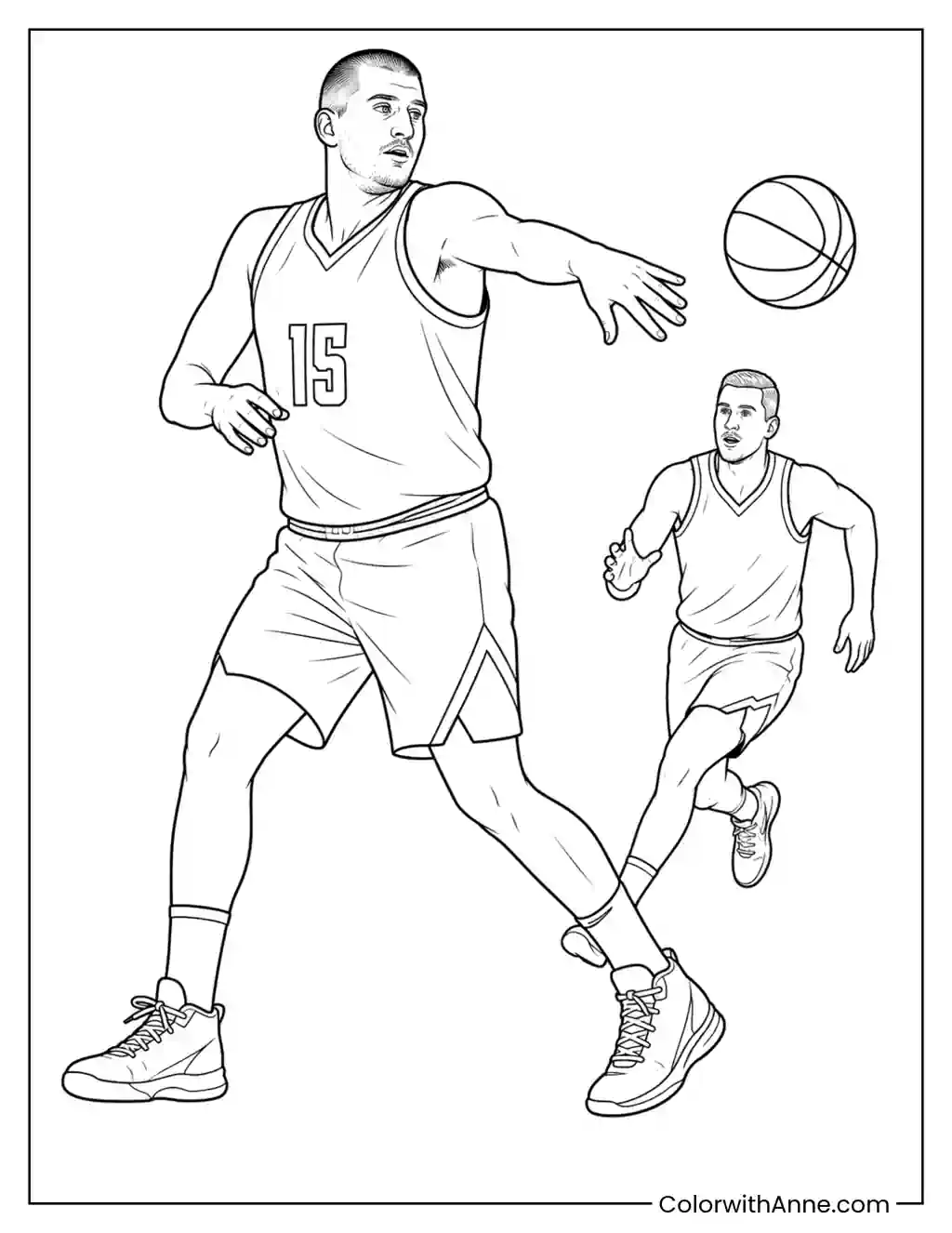 Nikola Jokić No-Look Pass coloring page