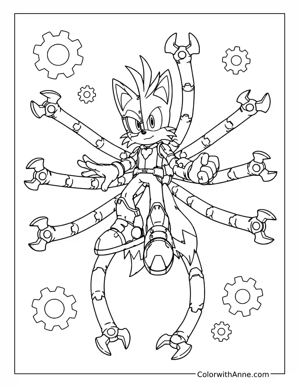 Nine Using His Mechanical Tails coloring page