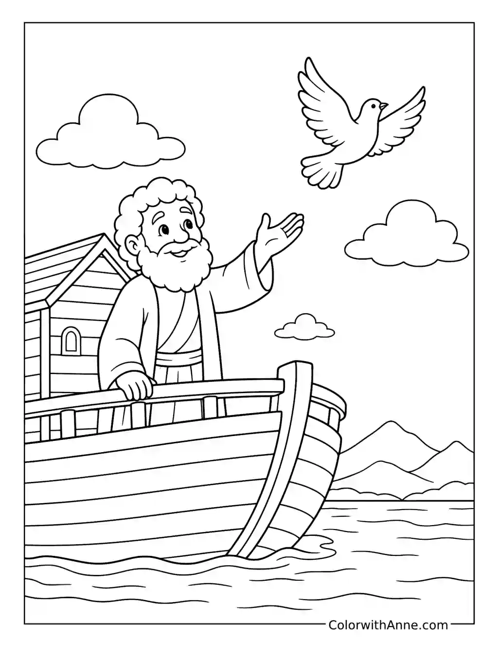 Noah Releasing a Dove from the Ark coloring page