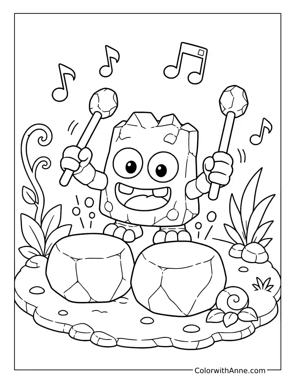 Noggin Rock Drum Performance coloring page
