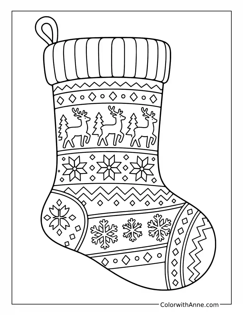 Nordic Knit Christmas Stocking coloring page