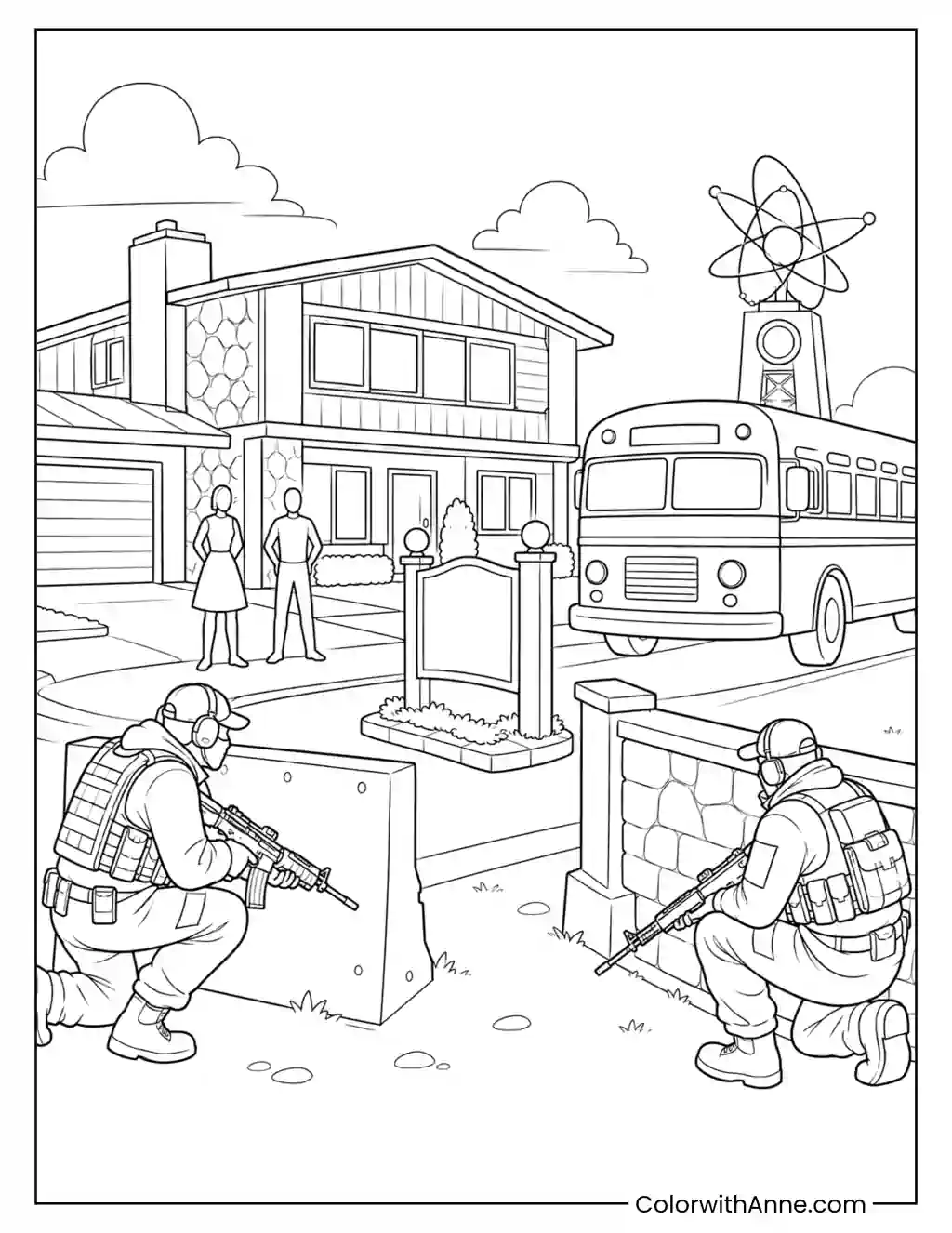 Nuketown Battle Scene coloring page