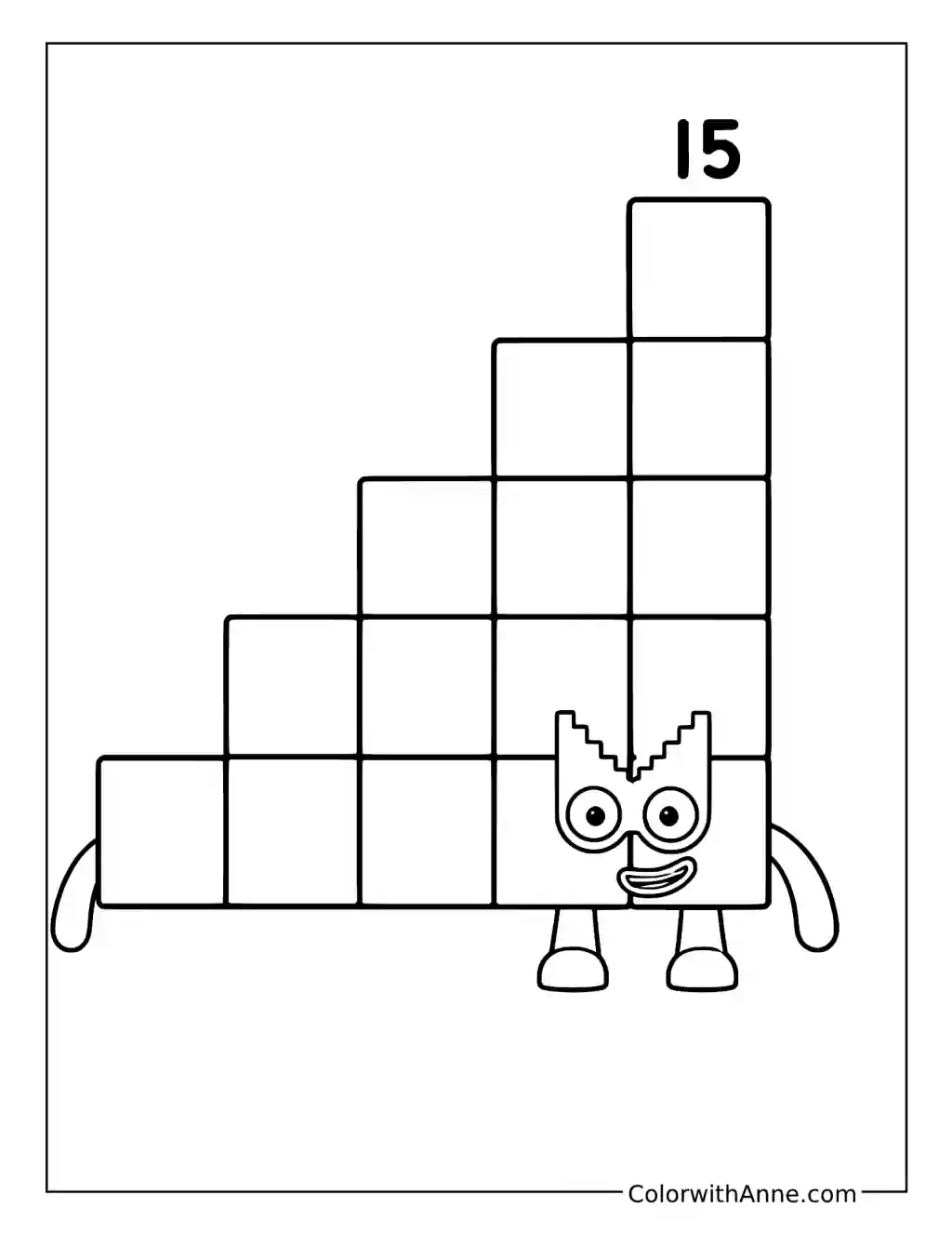Numberblock 15 coloring page