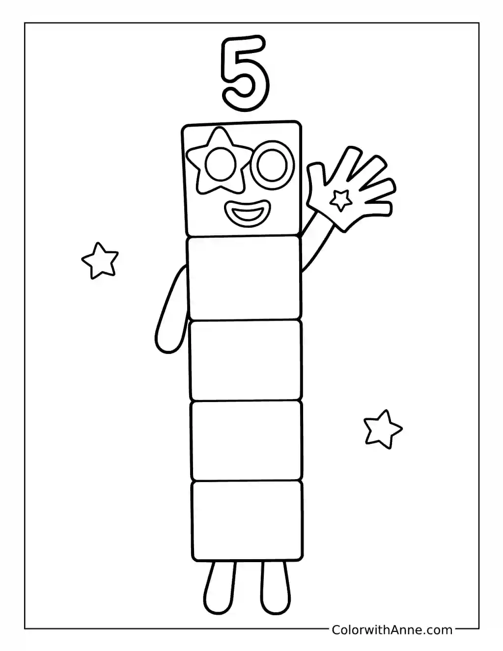 Numberblock Five Character coloring page