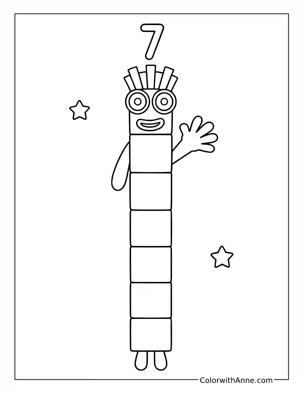 Numberblock Seven Character coloring page