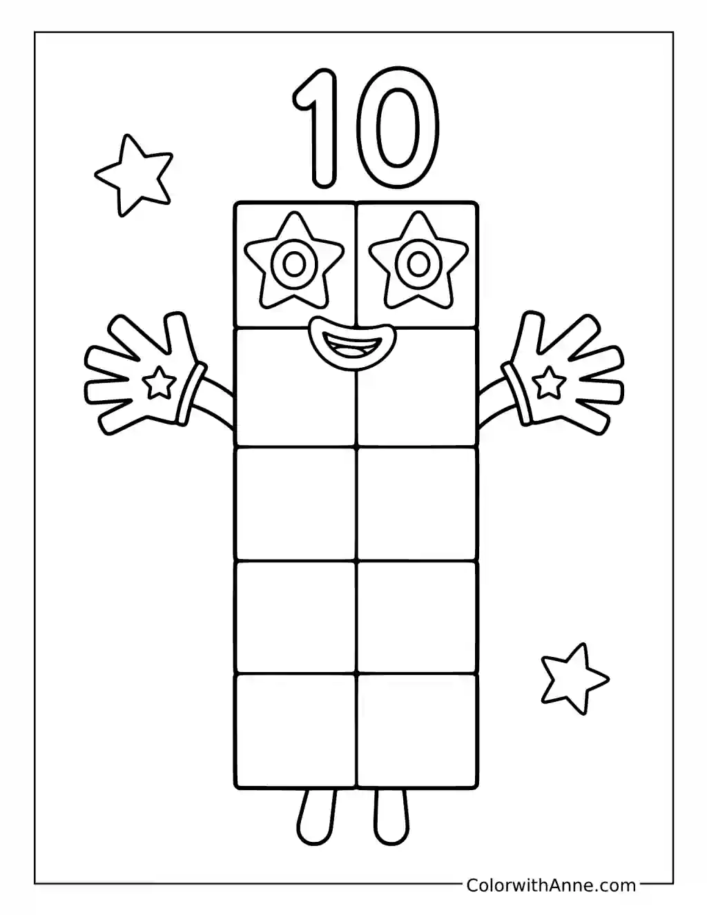 Numberblock Ten Character coloring page