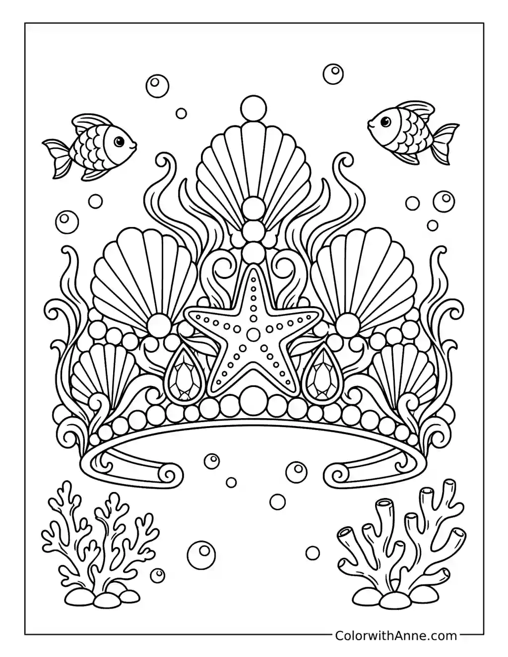 Ocean Mermaid Crown coloring page