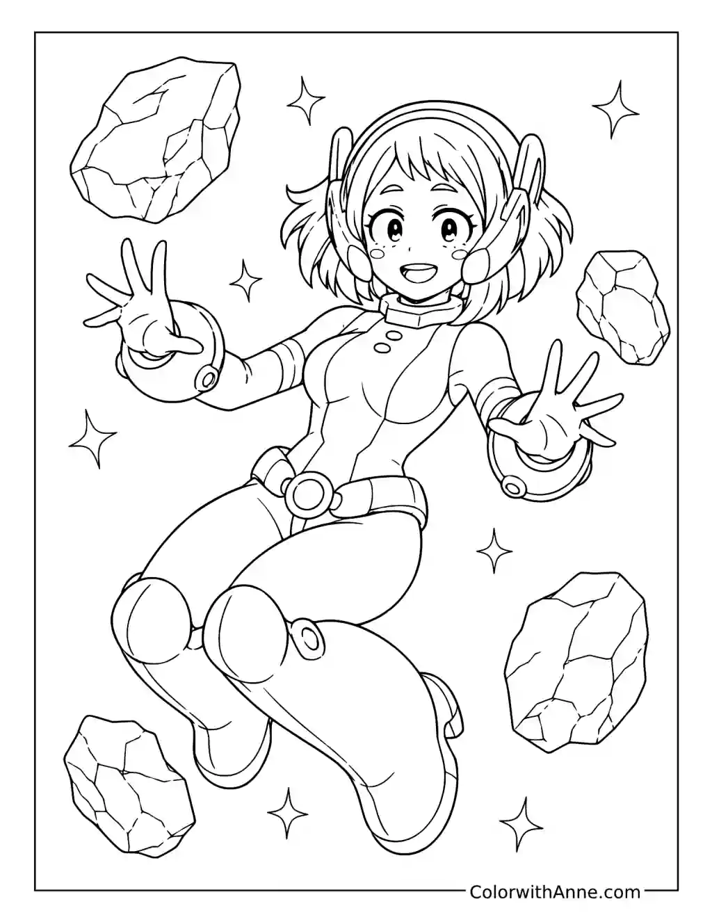 Ochaco’s Zero-Gravity coloring page