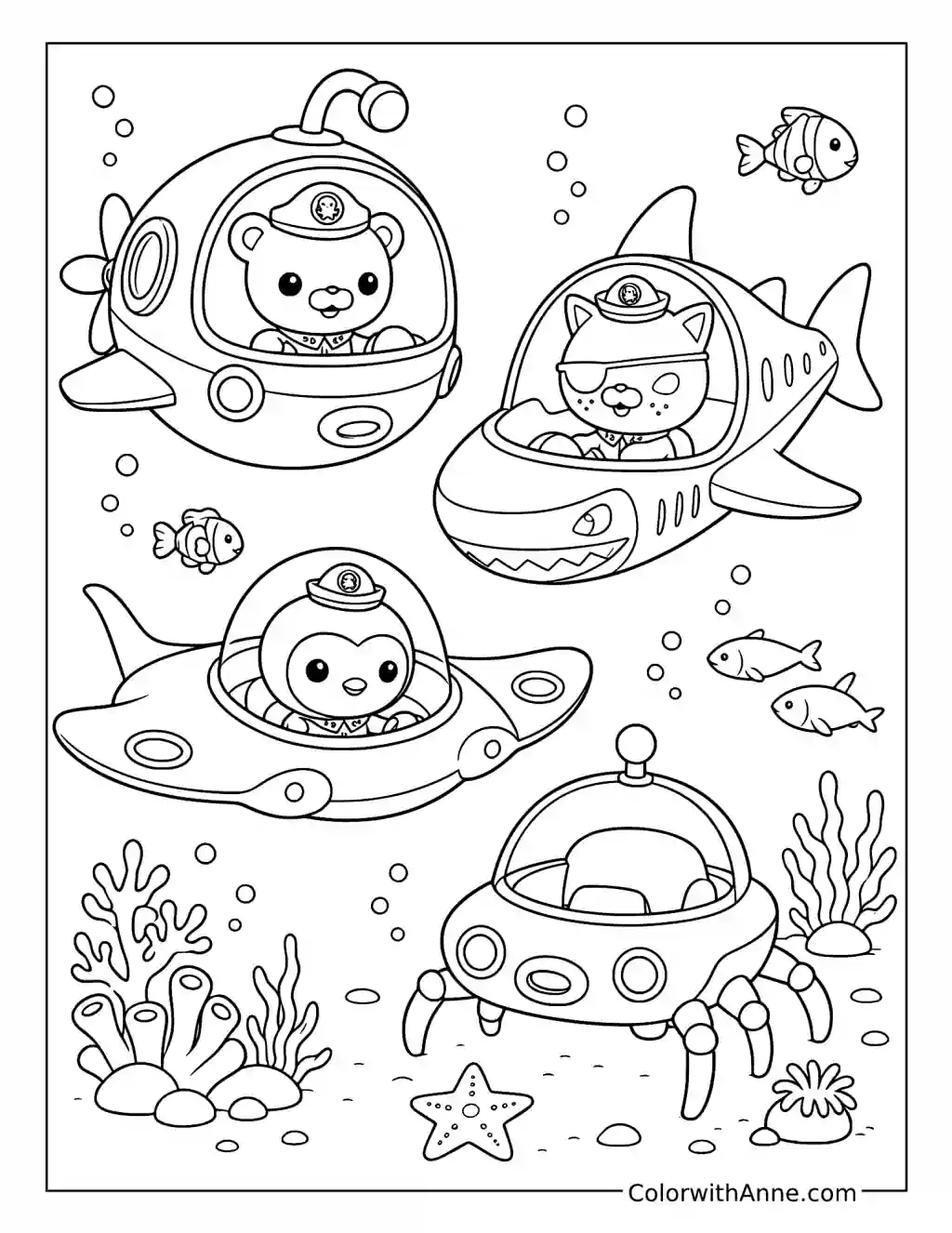 Octonauts Gup Fleet Exploring the Reef coloring page