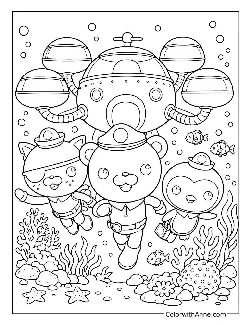 Octonauts Swimming below the Octopod coloring page