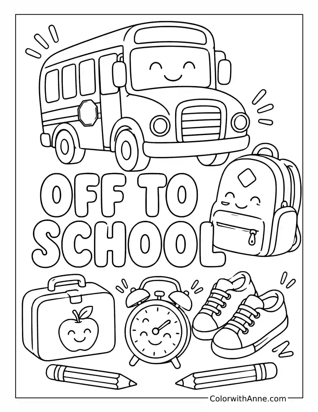 Off to School coloring page