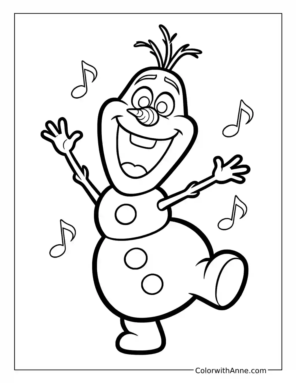 Olaf Dancing to Music coloring page