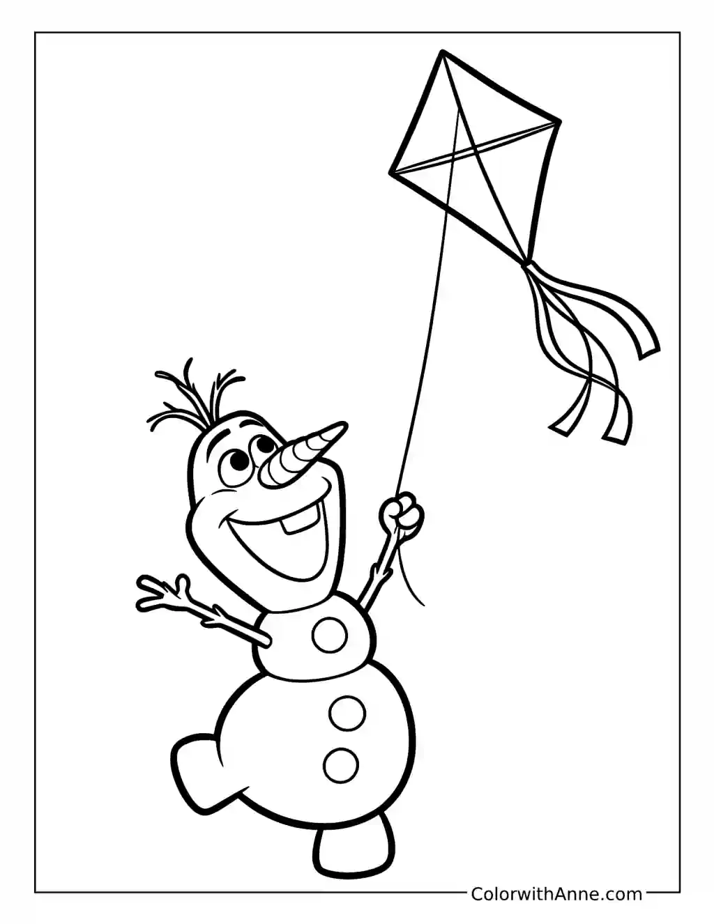 Olaf Flying a Kite coloring page