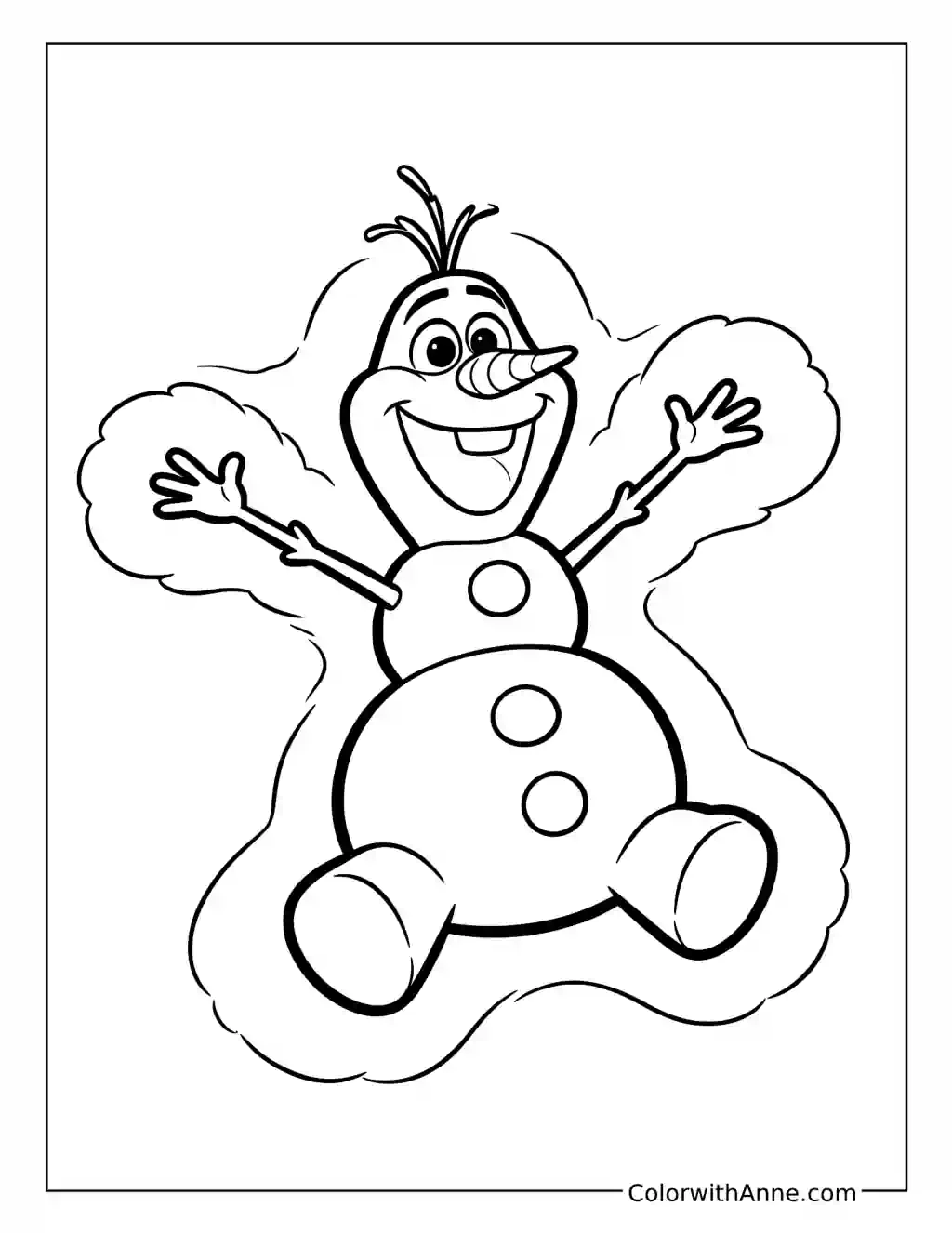 Olaf Making a Snow Angel coloring page