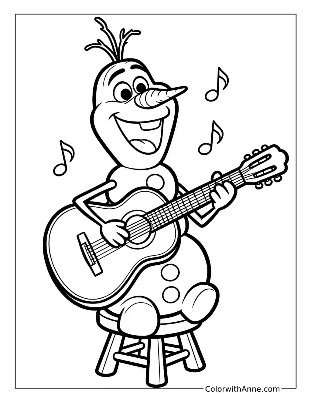 Olaf Playing the Guitar coloring page