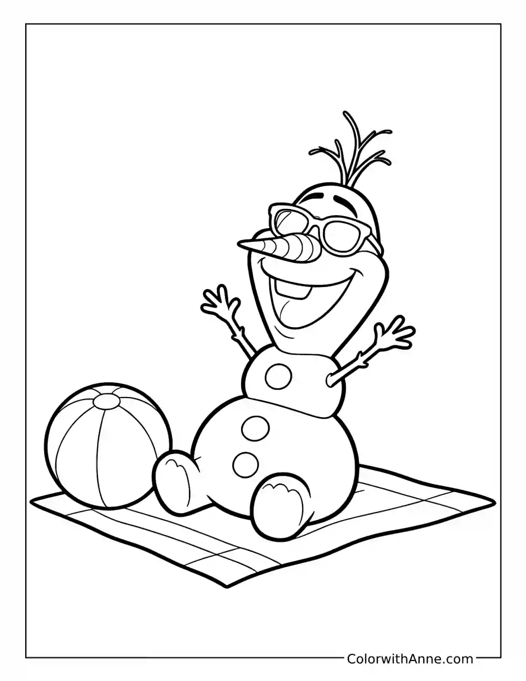 Olaf Relaxing at the Beach coloring page