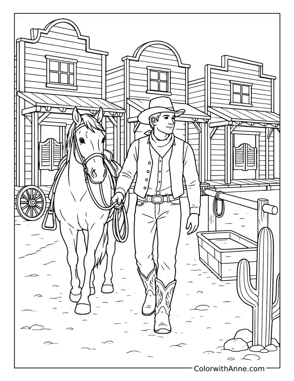 Old West Town Main Street coloring page