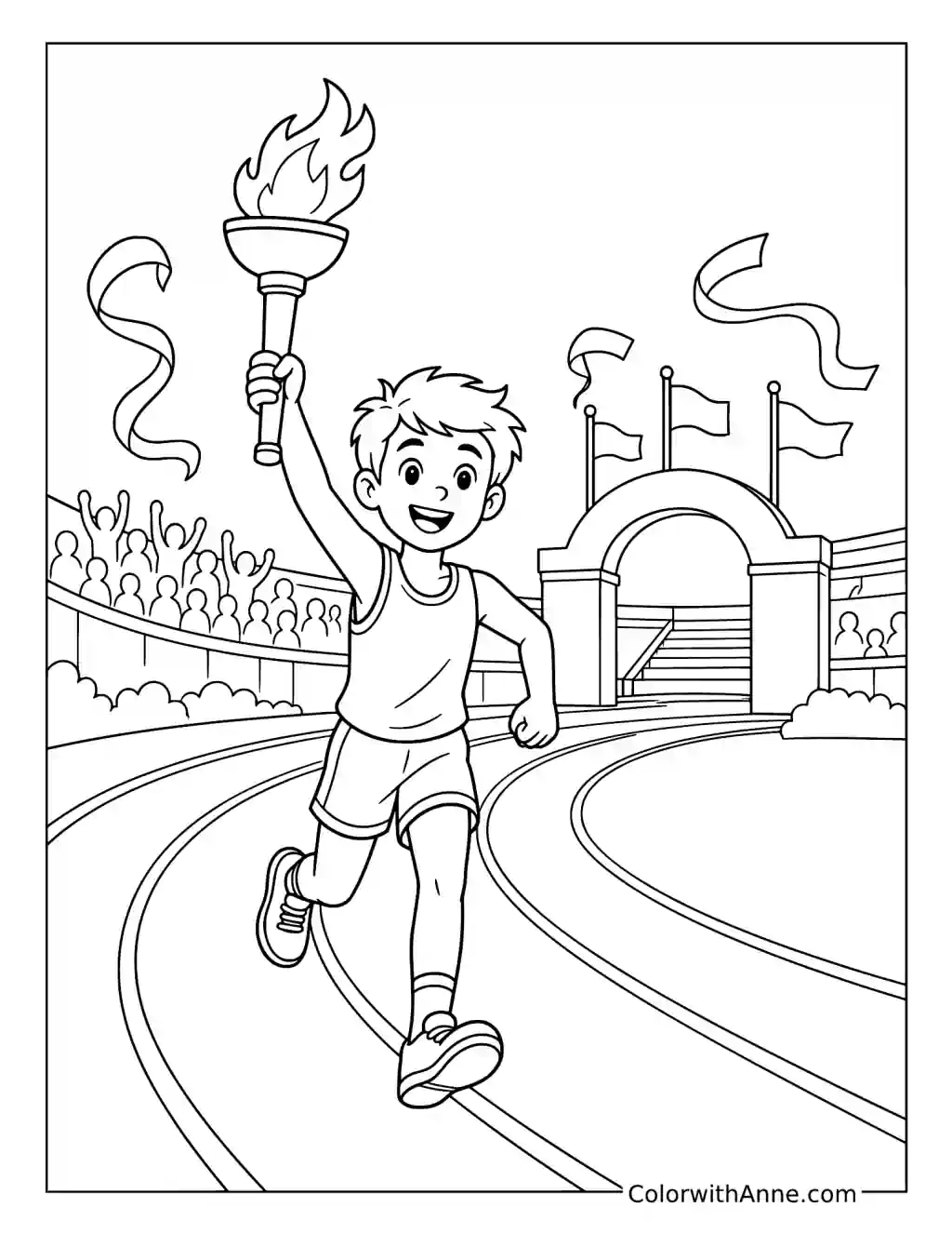Olympic Torch Runner coloring page