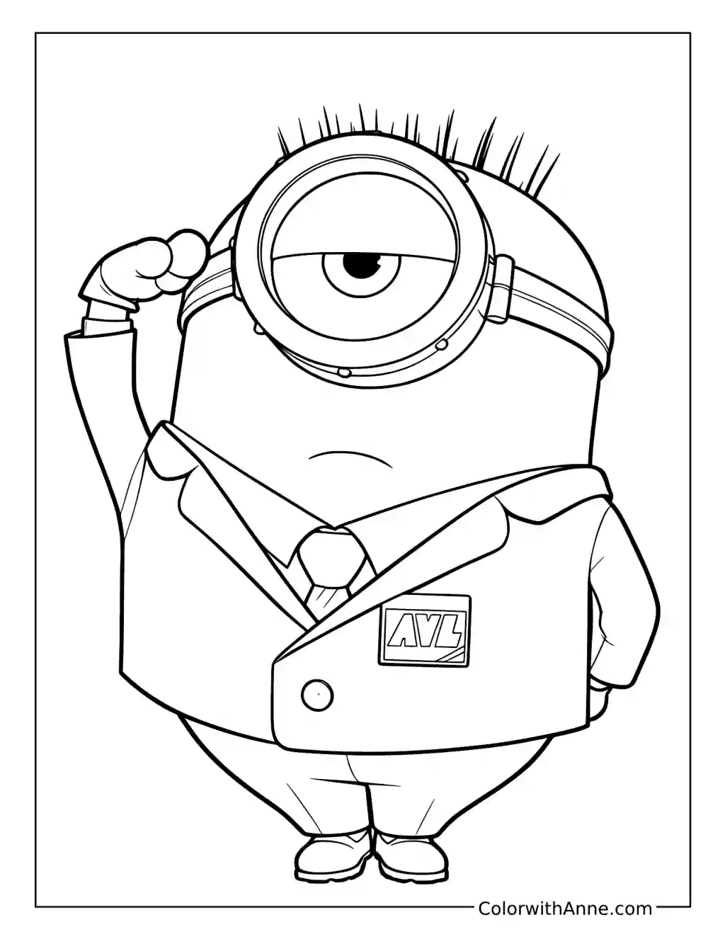 One-Eyed Minion Saluting in an AVL Suit coloring page