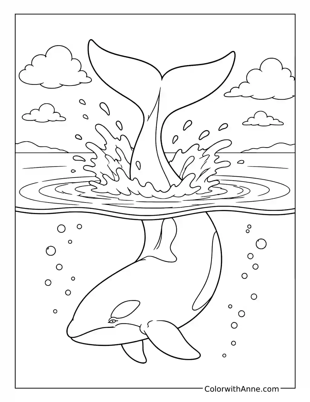 Orca Tail Splash coloring page