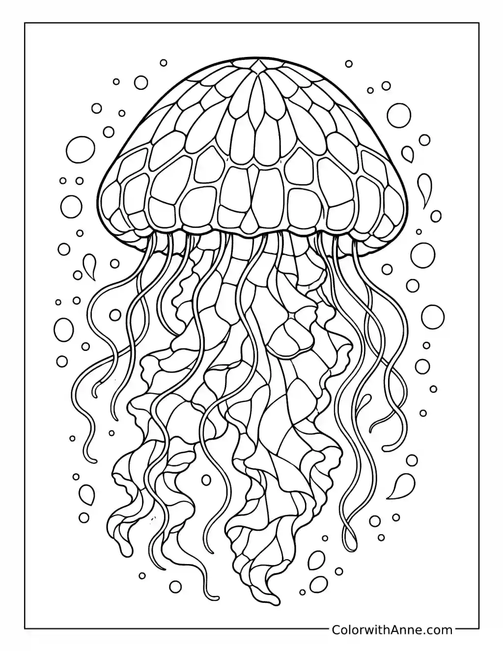 Ornamental Jellyfish with a Mosaic Bell coloring page