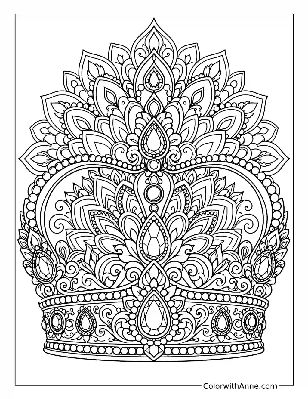 Ornate Mandala Crown coloring page