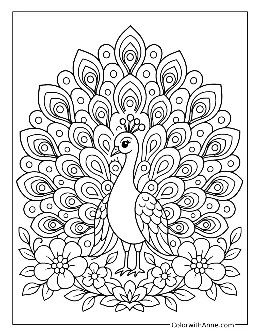 Ornate Peacock Garden Display coloring page